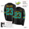 LongSleeve0501-1 Custom Black Teal-Yellow Long Sleeve Authentic Football Jersey