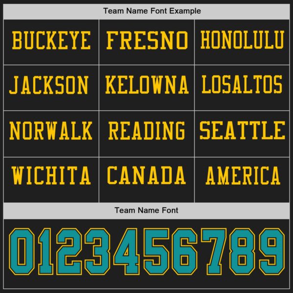 Custom Black Teal-Yellow Long Sleeve Authentic Football Jersey