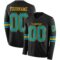 LongSleeve0501 Custom Black Teal-Yellow Long Sleeve Authentic Football Jersey
