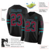Custom Black Crimson-Teal Long Sleeve Authentic Football Jersey