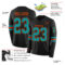 LongSleeve0504-1 Custom Black Teal-Orange Long Sleeve Authentic Football Jersey