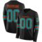 LongSleeve0504 Custom Black Teal-Orange Long Sleeve Authentic Football Jersey