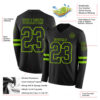 Custom Black Neon Green Long Sleeve Authentic Football Jersey