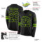 LongSleeve0505-1 Custom Black Neon Green Long Sleeve Authentic Football Jersey