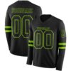 Custom Black Neon Green Long Sleeve Authentic Football Jersey