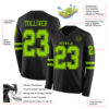 Custom Black Neon Green Long Sleeve Authentic Football Jersey