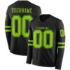 Custom Black Neon Green Long Sleeve Authentic Football Jersey