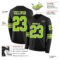 LongSleeve0507-1 Custom Black Neon Green-White Long Sleeve Authentic Football Jersey