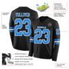 Custom Black Powder Blue-White Long Sleeve Authentic Football Jersey