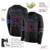 Custom Black Powder Blue-Red Long Sleeve Authentic Football Jersey