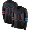 Custom Black Powder Blue-Red Long Sleeve Authentic Football Jersey