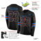 LongSleeve0512-1 Custom Black Powder Blue-Orange Long Sleeve Authentic Football Jersey
