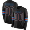 Custom Black Powder Blue-Orange Long Sleeve Authentic Football Jersey
