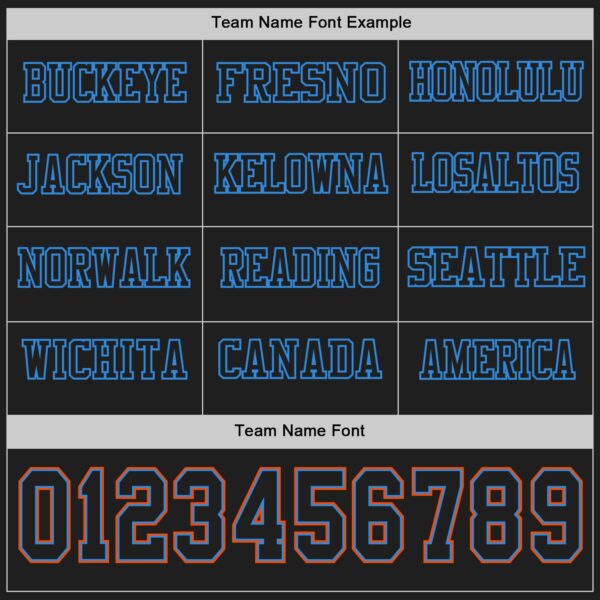 Custom Black Powder Blue-Orange Long Sleeve Authentic Football Jersey