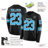 Custom Black Sky Blue-White Long Sleeve Authentic Football Jersey