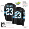 Custom Black White-Sky Blue Long Sleeve Authentic Football Jersey