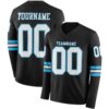 Custom Black White-Sky Blue Long Sleeve Authentic Football Jersey