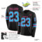 LongSleeve0515-1 Custom Black Sky Blue-Pink Long Sleeve Authentic Football Jersey