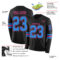 LongSleeve0516-1 Custom Black Powder Blue-Pink Long Sleeve Authentic Football Jersey