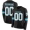 LongSleeve0518 Custom Black White-Panther Blue Long Sleeve Authentic Football Jersey