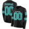 LongSleeve0519 Custom Black Aqua-White Long Sleeve Authentic Football Jersey