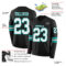 LongSleeve0520-1 Custom Black White-Aqua Long Sleeve Authentic Football Jersey