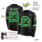 LongSleeve0522-1 Custom Black Grass Green-White Long Sleeve Authentic Football Jersey