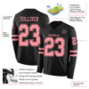 Custom Black Medium Pink Long Sleeve Authentic Football Jersey