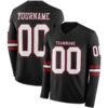 LongSleeve0527 Custom Black White-Cardinal Long Sleeve Authentic Football Jersey
