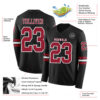 Custom Black Cardinal-White Long Sleeve Authentic Football Jersey
