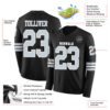 Custom Black Silver-White Long Sleeve Authentic Football Jersey