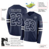 Custom Navy White Long Sleeve Authentic Football Jersey