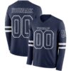 Custom Navy White Long Sleeve Authentic Football Jersey