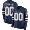 Custom Navy White Long Sleeve Authentic Football Jersey