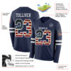 Custom Navy Vintage USA Flag-White Long Sleeve Authentic Football Jersey