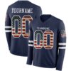 Custom Navy Vintage USA Flag-White Long Sleeve Authentic Football Jersey