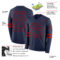 LongSleeve0534-1 Custom Navy Red Long Sleeve Authentic Football Jersey
