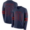 Custom Navy Red Long Sleeve Authentic Football Jersey