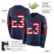LongSleeve0536-1 Custom Navy USA Flag-Red Long Sleeve Authentic Football Jersey