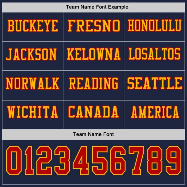 Custom Navy Red-Gold Long Sleeve Authentic Football Jersey