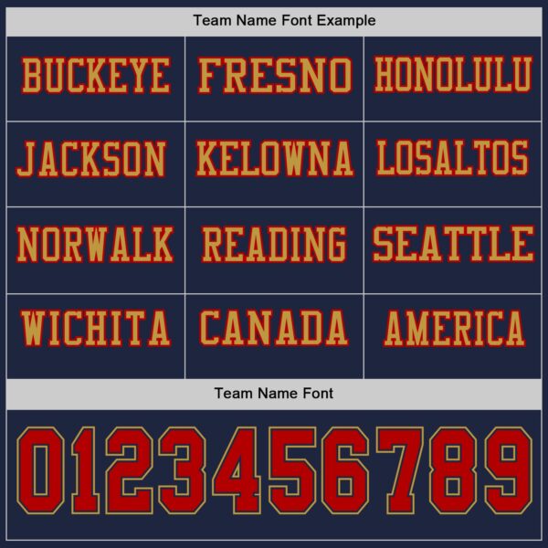 Custom Navy Red-Old Gold Long Sleeve Authentic Football Jersey