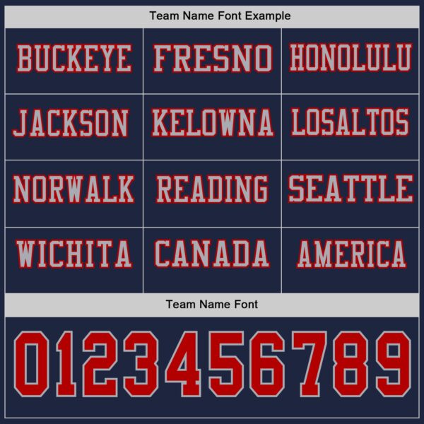 Custom Navy Red-Gray Long Sleeve Authentic Football Jersey