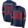 Custom Navy Red-Light Blue Long Sleeve Authentic Football Jersey