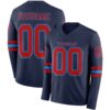 Custom Navy Red-Powder Blue Long Sleeve Authentic Football Jersey