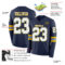 LongSleeve0545-1 Custom Navy White Light Blue-Yellow Long Sleeve Authentic Football Jersey