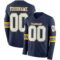 LongSleeve0545 Custom Navy White Light Blue-Yellow Long Sleeve Authentic Football Jersey