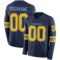 LongSleeve0546 Custom Navy Yellow-Light Blue Long Sleeve Authentic Football Jersey