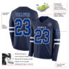 Custom Navy Royal-White Long Sleeve Authentic Football Jersey