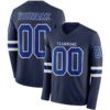 Custom Navy Royal-White Long Sleeve Authentic Football Jersey