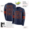 Custom Navy Orange Long Sleeve Authentic Football Jersey